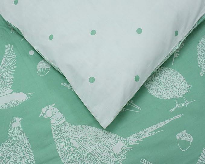 Creative Cloth Moorland Birds King Size Duvet Reversible Set Green