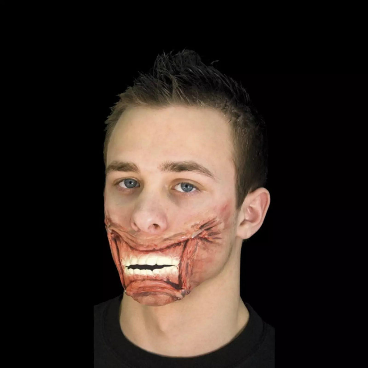 Stapled Mouth Prosthetic Face Stage Makeup