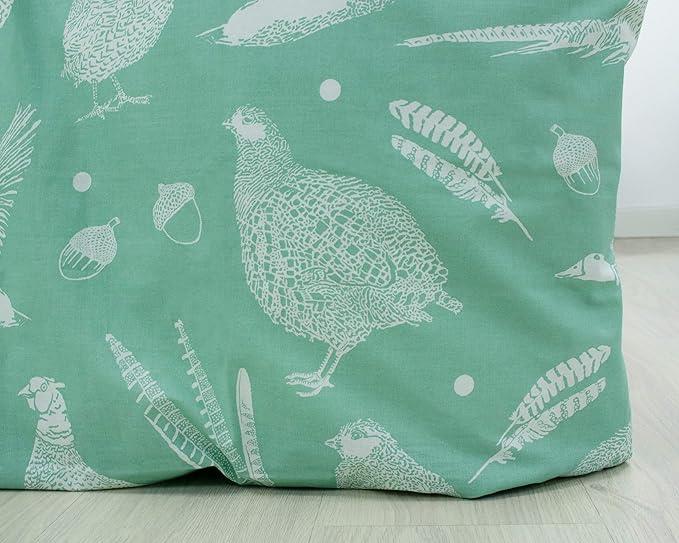 Creative Cloth Moorland Birds King Size Duvet Reversible Set Green