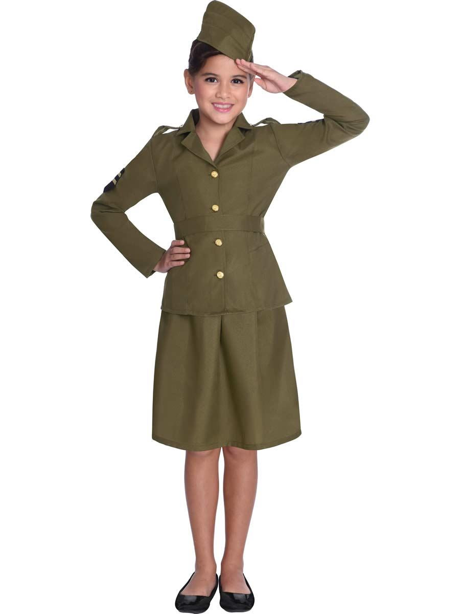 Child WW2 Army Girl Costume - 8-10 Years