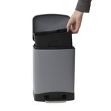 CALITEK 6 Litre Pedal Waste Bin Soft Close Lid and Removable Inner Bucket Hands Free Odour Proof Matt Finish Grey