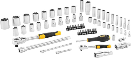 STANLEY 1/4 inch and 1/2 inch 72 Tooth Ratchets and Socket Set with Accessories