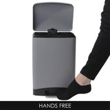 CALITEK 12 Litre Pedal Waste Bin Soft Close Lid and Removable Inner Bucket Hands Free Odour Proof Matt Finish Grey