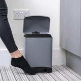 CALITEK 6 Litre Pedal Waste Bin Soft Close Lid and Removable Inner Bucket Hands Free Odour Proof Matt Finish Grey