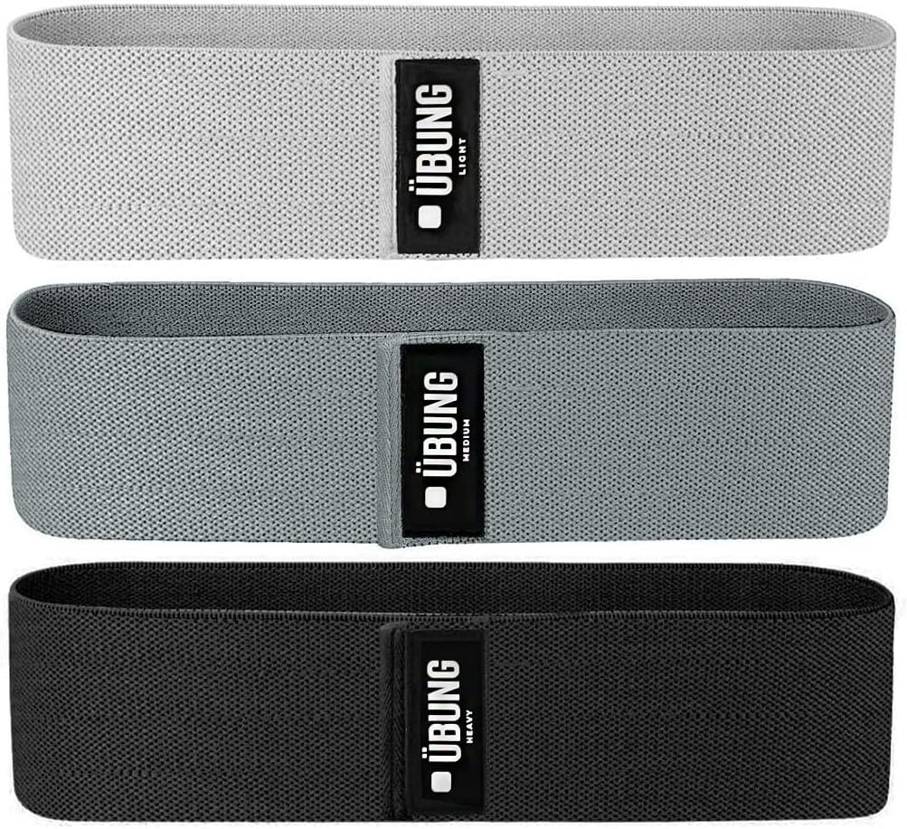 UBUNG Resistance Fabric Hip Band Set of 3 Yoga Strength Training Multi-Coloured