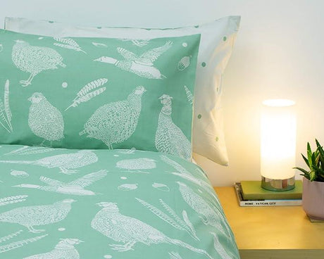 Creative Cloth Moorland Birds Double Duvet Reversible Set Green