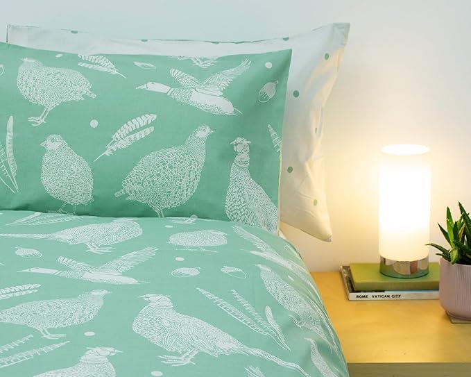 Creative Cloth Moorland Birds King Size Duvet Reversible Set Green