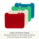 CALITEK Chopping Board Set  Coloured Cutting Board with Stand and 2 Drawer Compartments Set of 4