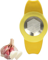 CALITEK Garlic Press Rocker Crusher Mincer Stainless Steel with Non Slip Handles Yellow