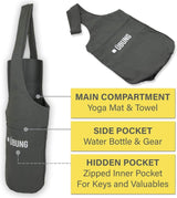 UBUNG Yoga Kit Bag with Large and Small Pockets Long Strap Fits Most Size Mats Grey