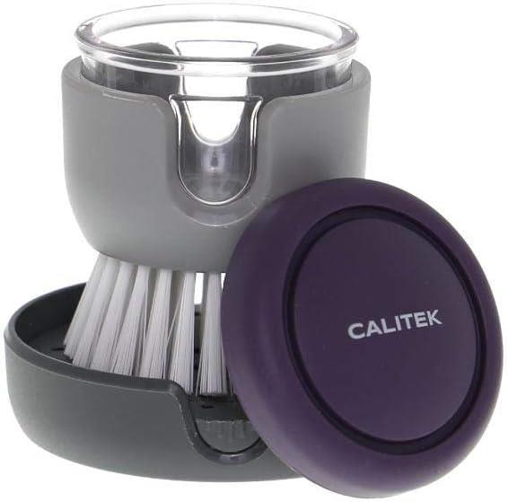 Calitek Detergent Dispensing Brush with Free-Standing Holder Grey Purple