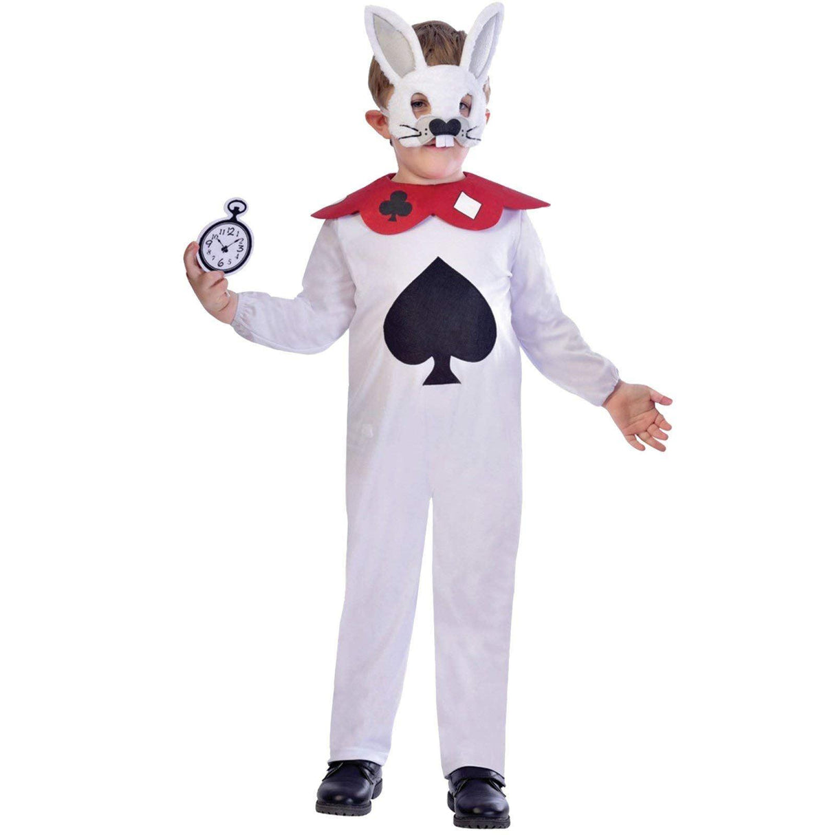 Curious White Rabbit Alice in Wonderland Costume Age 7-8 Years Includes Jumpsuit, mask and clock