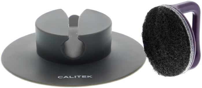 CALITEK Scouring Pad Non Scratch Cleaning Pad with Suction Pad Holder Ideal for Non Stick Pots and Pans