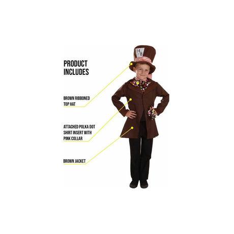 Child Mad Hatter Costume - 8-10 Years