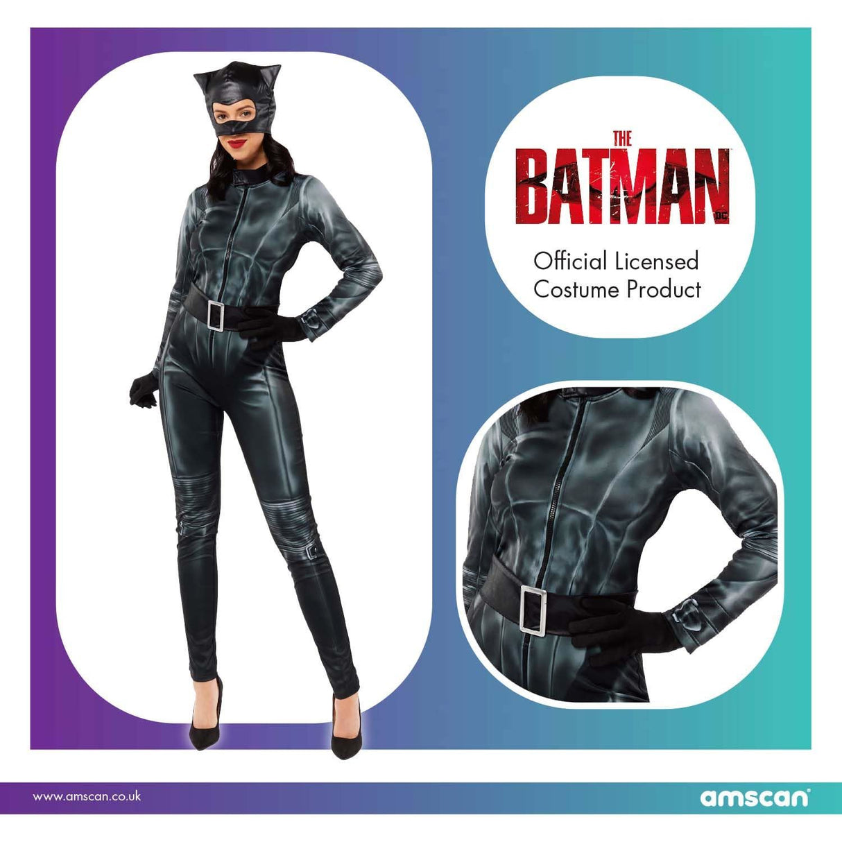 Ladies Catwoman Fancy Dress DC Comic Costume - S