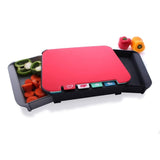 CALITEK Chopping Board Set  Coloured Cutting Board with Stand and 2 Drawer Compartments Set of 4