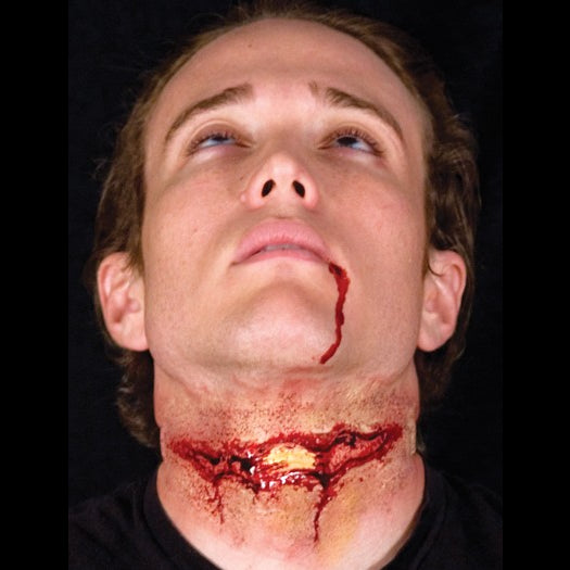 Slashed Trachea Prosthetic Face Stage Makeup