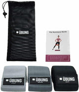 UBUNG Resistance Fabric Hip Band Set of 3 Yoga Strength Training Multi-Coloured