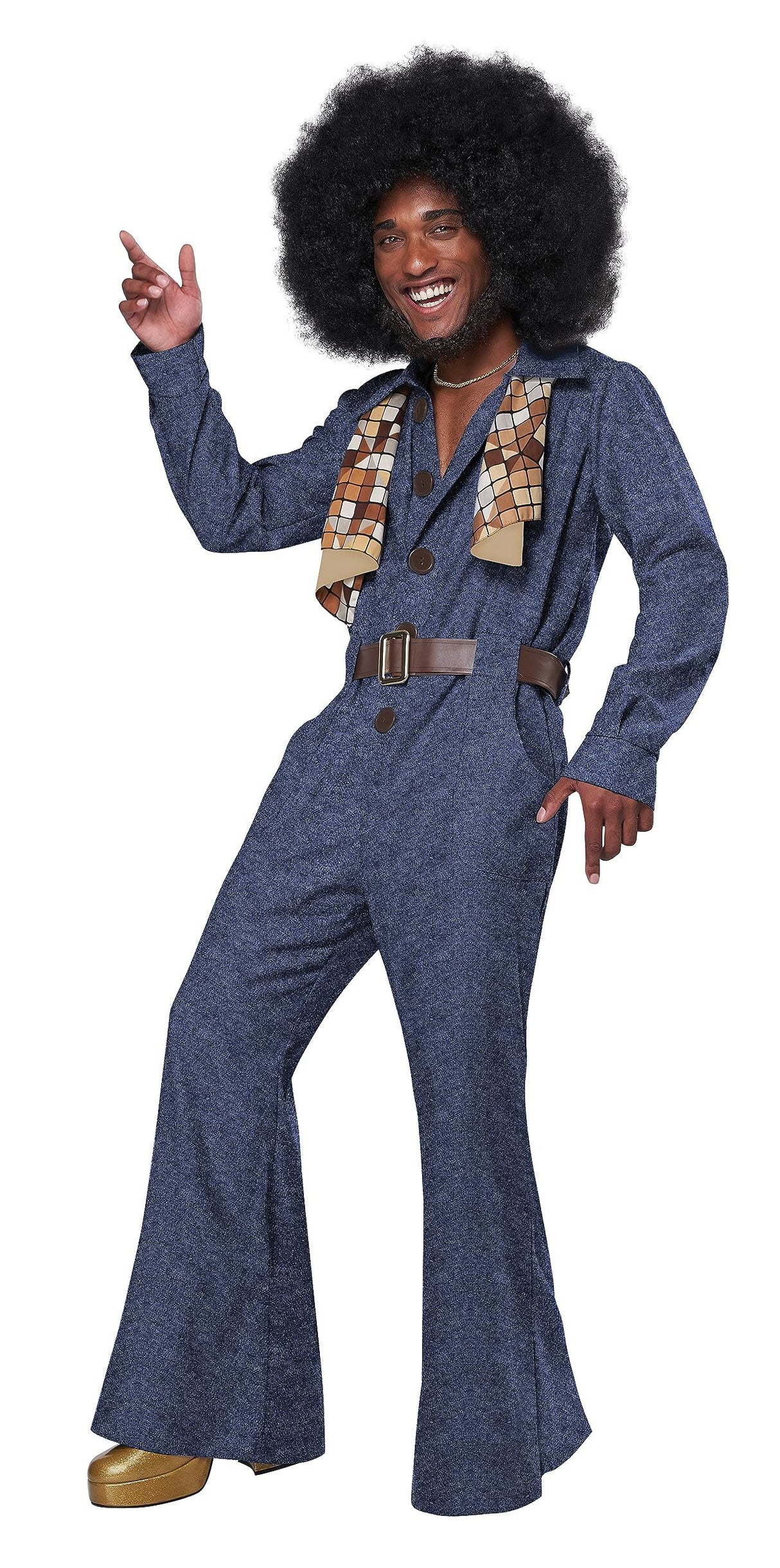Men's 70's Denim Jumpsuit Costume