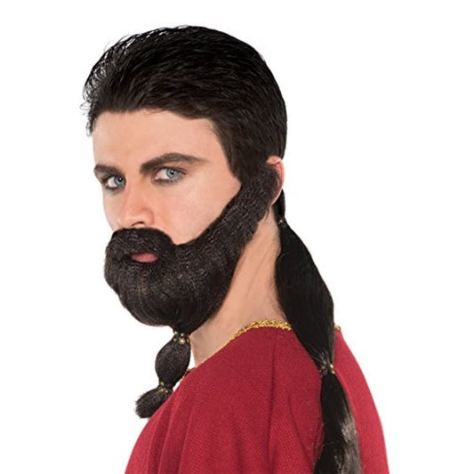 Mens Fancy Dress 843279-55 Men's Warrior Long Hair Wig and Beard Set