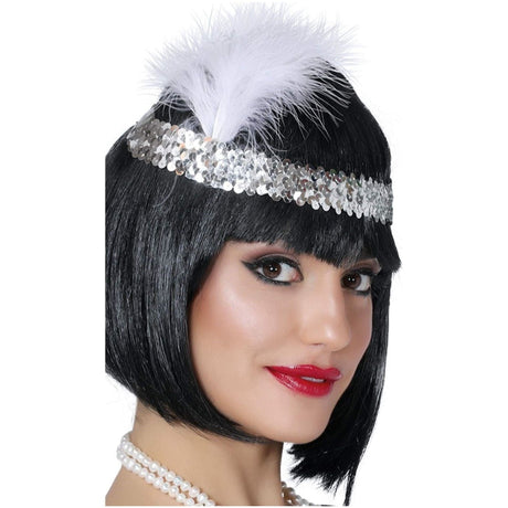 Womens Fancy Dress 13204 1920s Charleston Tiara Silver - Retro Fancy Dress Accessory