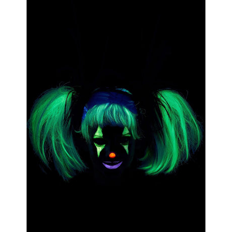 Womens Fancy Dress 7020-061 Black Glow in The Dark Punk Pigtails Halloween Wig