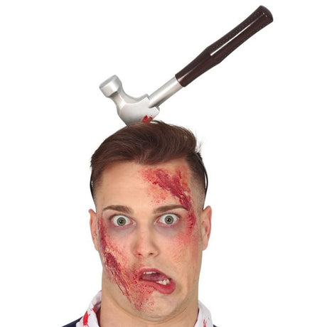 Mens Fancy Dress 26605 Bleeding Hammer Through Head Halloween Zombie Fancy Dress Headband Prop