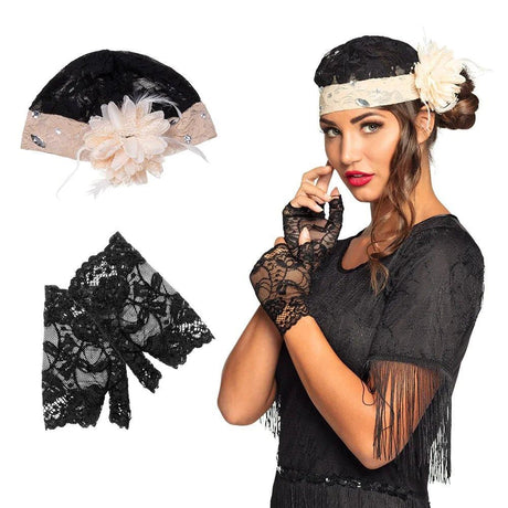 Womens Fancy Dress B64346 Boland Charleston Accessories set - Headband and Gloves