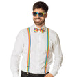 Mens Fancy Dress B44741 Boland Rainbow Accessories set - Glasses, Braces and Bow Tie