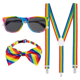 Mens Fancy Dress B44741 Boland Rainbow Accessories set - Glasses, Braces and Bow Tie