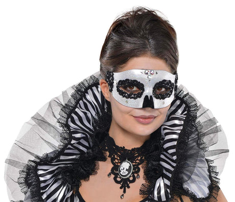 Fancy Dress 841323-55 Adult Black & Bone Venetian Skull Mask