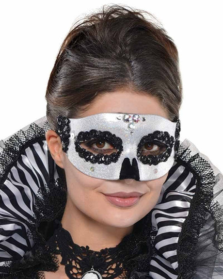 Fancy Dress 841323-55 Adult Black & Bone Venetian Skull Mask