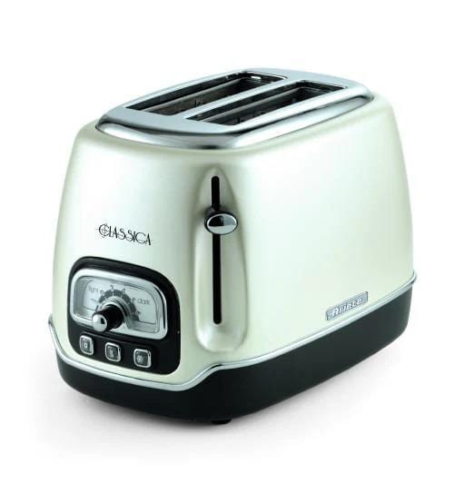 Ariete Classic Toaster - 2 Slices 3 Functions 6 Browning Levels Pearl