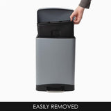 CALITEK 12 Litre Pedal Waste Bin Soft Close Lid and Removable Inner Bucket Hands Free Odour Proof Matt Finish Grey