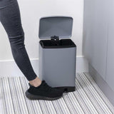 CALITEK 12 Litre Pedal Waste Bin Soft Close Lid and Removable Inner Bucket Hands Free Odour Proof Matt Finish Grey