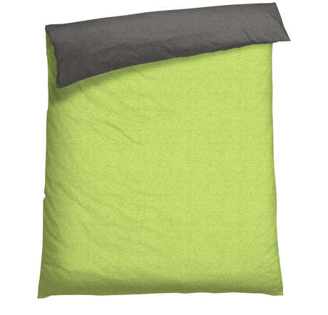 CLICKK Home Store 113318 Schiesser Reversible Silver/Green 100% Cotton Double Duvet Cover