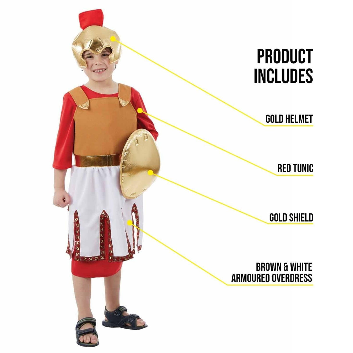 Boys Fancy Dress 4454-400L Boys Roman Soldier Ancient Warrior Gladiator Costume - L