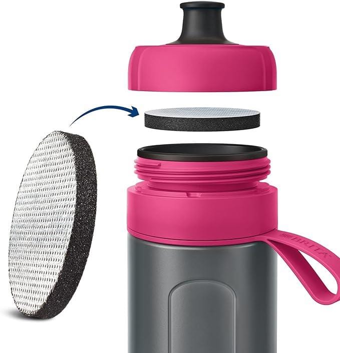 CLICKK Home Store 1020337 Brita 600ml Fill & Go Filter Water Bottle - Pink