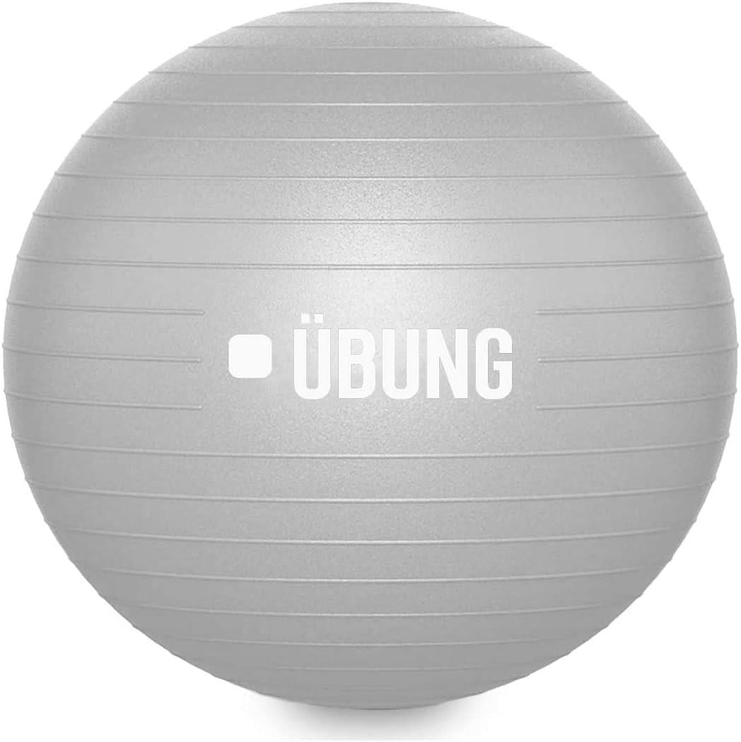 UBUNG Anti Burst Exercise Fitness Ball 65cm Swiss Ball with Pump Non Slip Light Grey