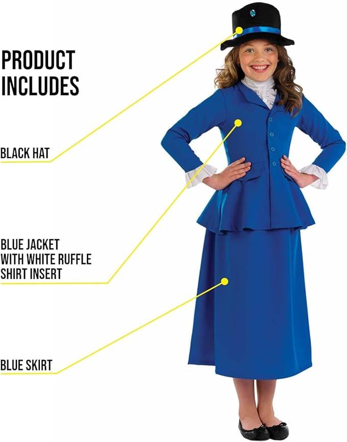 Child Mary Poppins Girl's Fancy Dress Costume - 8-10 Years