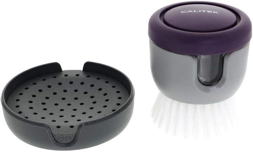 Calitek Detergent Dispensing Brush with Free-Standing Holder Grey Purple