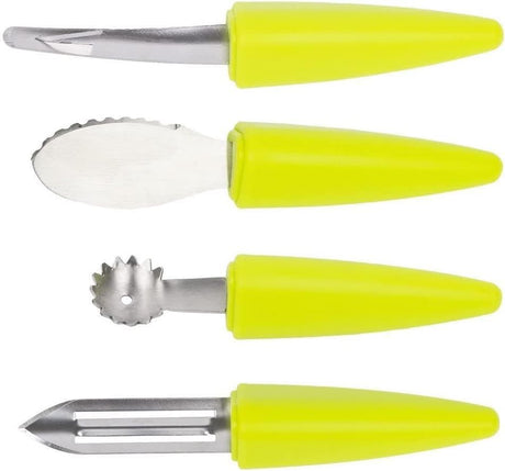 CLICKK Home Store CAL154 CALITEK 4 Piece Fruit Tool Set Stainless Steel Blades Dishwasher Safe Yellow