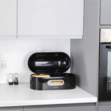 Calitek CAL062 CALITEK Retro Style Round Top Steel Bread Bin - Black