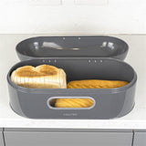 Calitek CAL063 CALITEK Retro Style Round Top Steel Bread Bin -  Grey