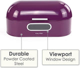 Calitek CAL064 CALITEK Retro Style Round Top Steel Bread Bin - Purple