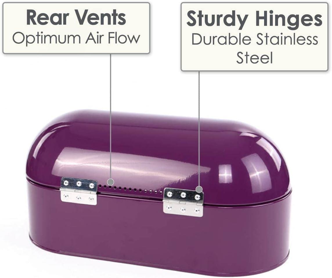 Calitek CAL064 CALITEK Retro Style Round Top Steel Bread Bin - Purple