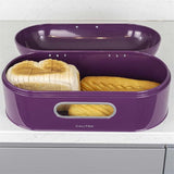 Calitek CAL064 CALITEK Retro Style Round Top Steel Bread Bin - Purple