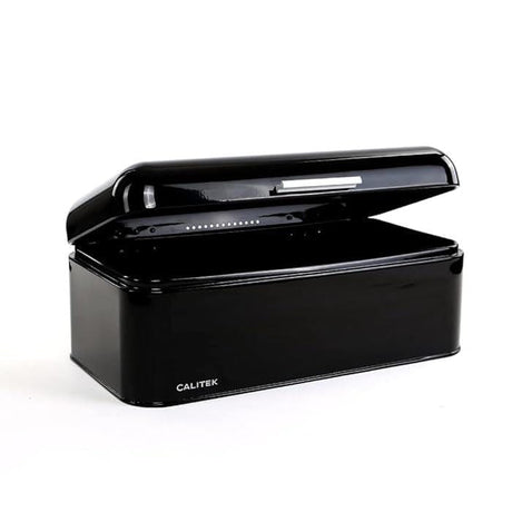 Calitek CAL065 CALITEK Retro Style Square Top Steel Bread Bin - Black