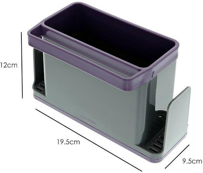 CLICKK Home Store CAL075 CALITEK Sink Caddy Washing Up Organiser for Sponge Brush Storage Tidy with Removable Drip Tray Purple