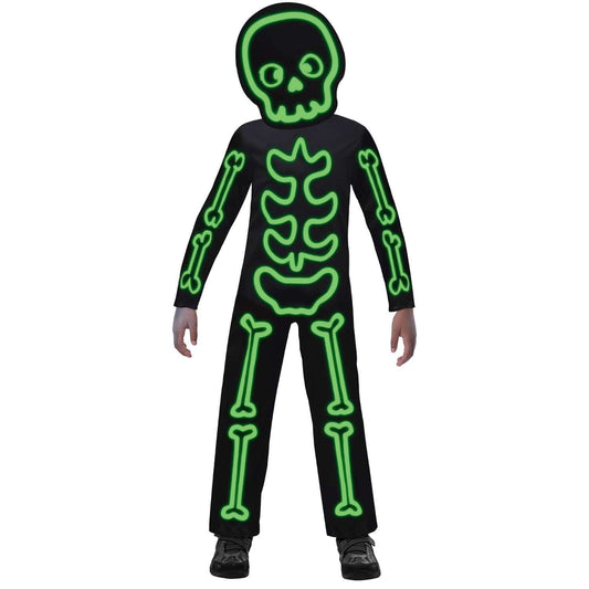 Kids Fancy Dress 9907100 Child Glow in the Dart Stick Figure Skeleton Costume - 8-10 Years